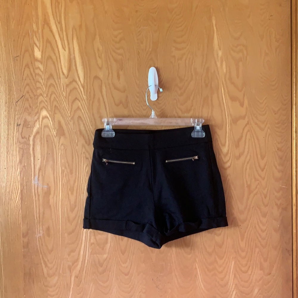 Black Knit Shorts w/ zippers